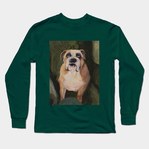 English Bulldog Ruby Rose Long Sleeve T-Shirt by CoryAcornArt